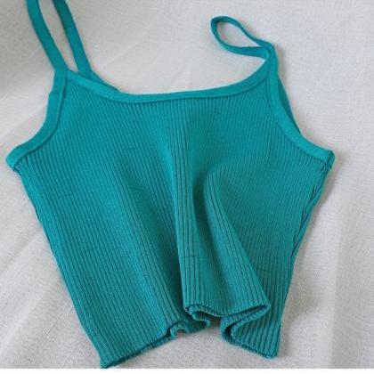 Women Tops Knitting Camisoles Female Solid Camis..