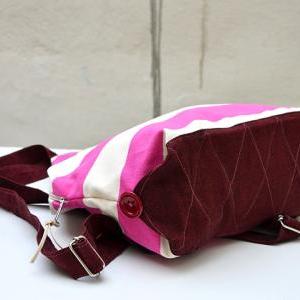 Pink Beige Mini Backpack.triangle Backpack. Print..