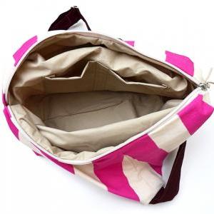 Pink Beige Mini Backpack.triangle Backpack. Print..