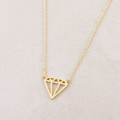 Diamond Shape Necklace, Geometric Necklace,..