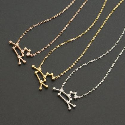 Leo Necklace In Gold/silver, Zodiac Sign Necklace,..