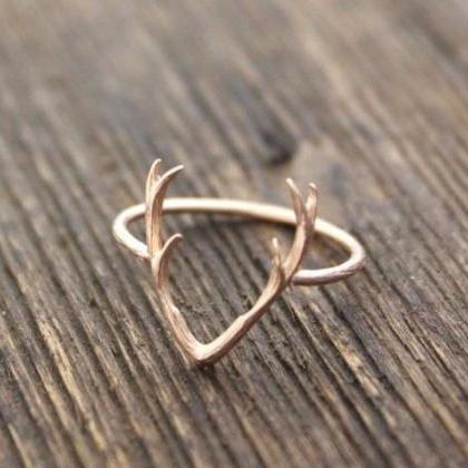 Deer Antler Ring Animal Jewelry Silver Gold Rose..