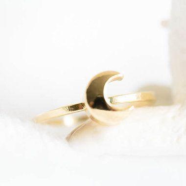 Crescent Moon Ring, Galaxy Jewelry, Bridesmaid