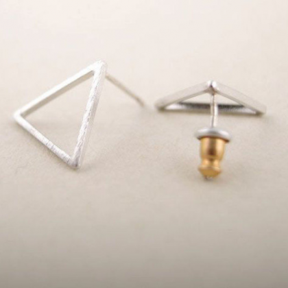 Triangle Studs, Geometric Earrings, Minimalist..