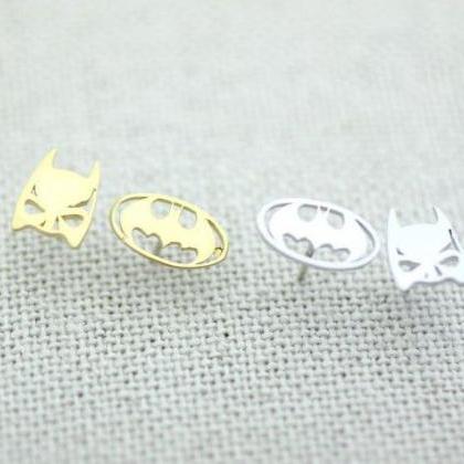 Batman Logo Earrings, Superhero Jewelry, Comics