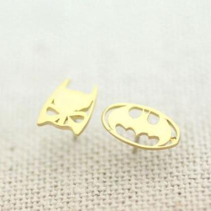 Batman Logo Earrings, Superhero Jewelry, Comics