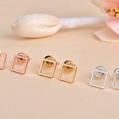 Square Earrings, Geometric Studs, Dainty Jewelry