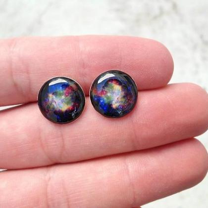Galaxy Earrings, Space Jewelry, Nebula Earrings,..