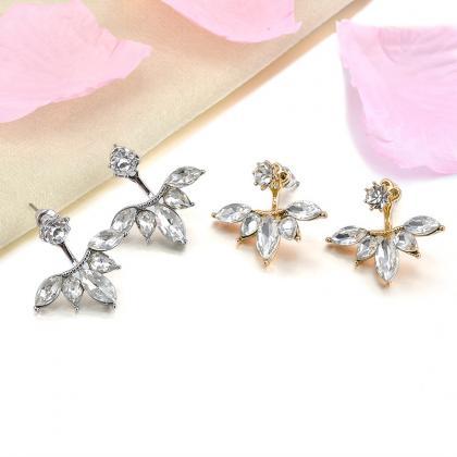 Cute Crystal Stud Earrings, Crystal Leaves,..