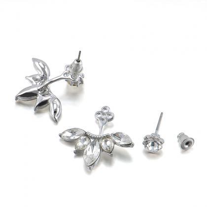Cute Crystal Stud Earrings, Crystal Leaves,..