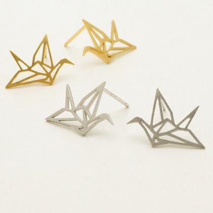 Origami Crane Earrings, Crane Shaped Earrings
