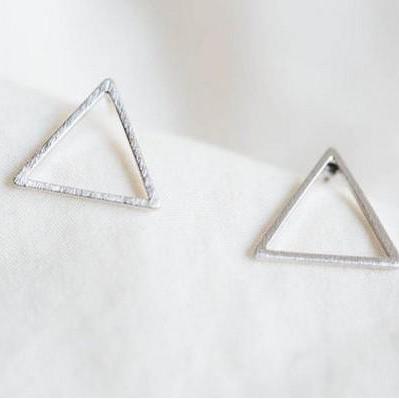 Triangle Earrings, Open Triangle Studs, Geometric..