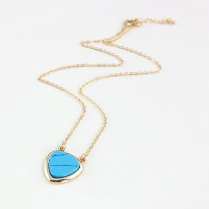 Natural Stone Necklace, 4 Colors, Turquoise, Rose..