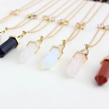 Crystal Point Necklace, Choker, Crystal Point..