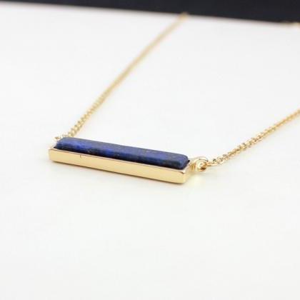 Bar Necklace, Geometric Necklace, Lapis Lazuli,..