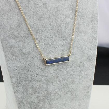 Bar Necklace, Geometric Necklace, Lapis Lazuli,..