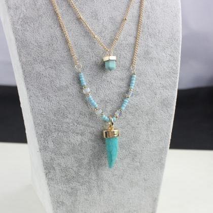 Layered Necklce Set, Statement Necklace, Turquoise..