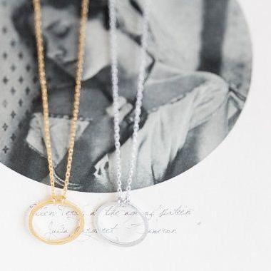 Silver Gold Rose Gold Circle Necklace, Geometric..