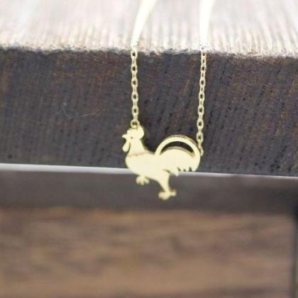 Rooster Necklace Chicken, Animal Jewelry, Funny..