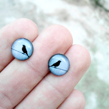Bird Earrings, Nature Earrings, Minimalist..