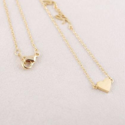 I Love You Gold Necklace With Small Heart, Love,..