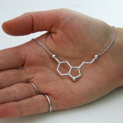 Rose Gold, Serotonin, Molecule Necklace , 14k..