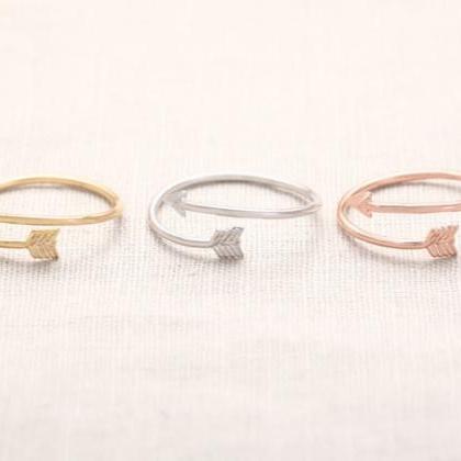 Arrow Ring, Chevron Bohemian Jewelry, Silver