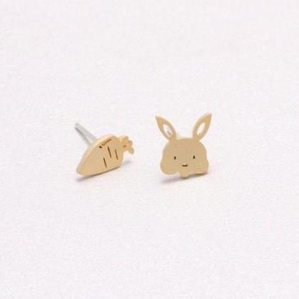 Bunny And Carrot Earrings Silver, Gold, Rose Gold