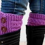 Fuchsia Boot Toppers,fuchsia Boot Cuffs,with Brown..