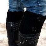 Black Boot Toppers, Black Boot Cuffs,clasp Black..