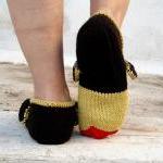 Knit Funny Animals Slippers, Mustard Yellow Red..