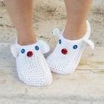White Knit Slippers, Funny Animals Slippers, House..