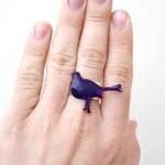 Purple Bird Ring, Jewelry For Her, Adjustable..