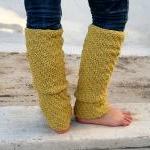 Long Mustard Yellow Leg Warmers, Knit Leg Warmers