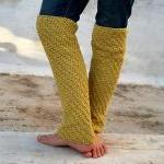 Long Mustard Yellow Leg Warmers, Knit Leg Warmers