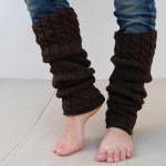 Brown Leg Warmers, Double Cable Leg Warmers, Knit..