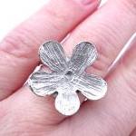 Silver Flower Ring, Jewelry For Her, Adjustable,..