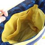 Backpack Or Hobo Bag Blue Yellow Beige, Cotton..