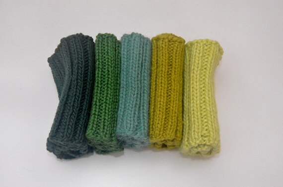 Knit Boot Cuffs Green Line. Dark Green, Green, Jungle Green, Light Olive, Lime Boot Toppers.