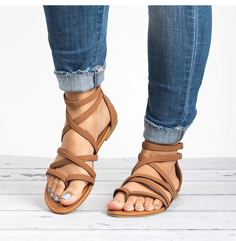 Women Sandals Rome Style Summer Shoes Woman Gladiator Sandals With Zip Flip Flop