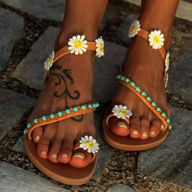 Women Flats Flower Sandals Summer Beach Sandals Sweet Gift For Girl