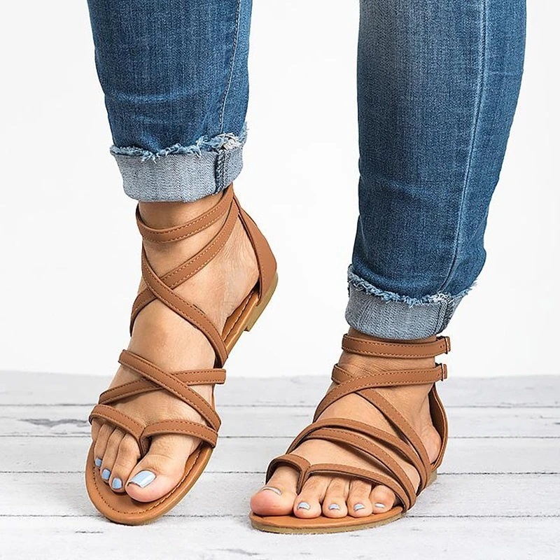 Women Sandals Rome Style Summer Shoes Woman Gladiator Sandals With Zip Flip Flop