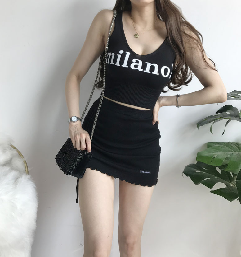 Tops Women Sexy Crop Top Fashion Lettering Milano Camisoles Lady Chic White Crop Top Femme Knitted Summer Tank Tops Women
