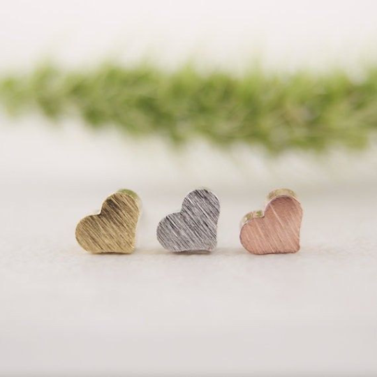 Heart Earrings, Love Studs, Gift For Her, Anatomical Studs