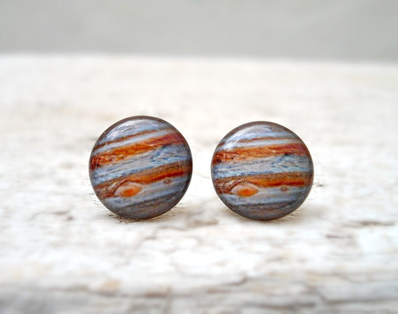 Jupiter Earrings, Solar System, Space Jewelry, Galaxy Stud Earrings, Bff Gifts (e10)
