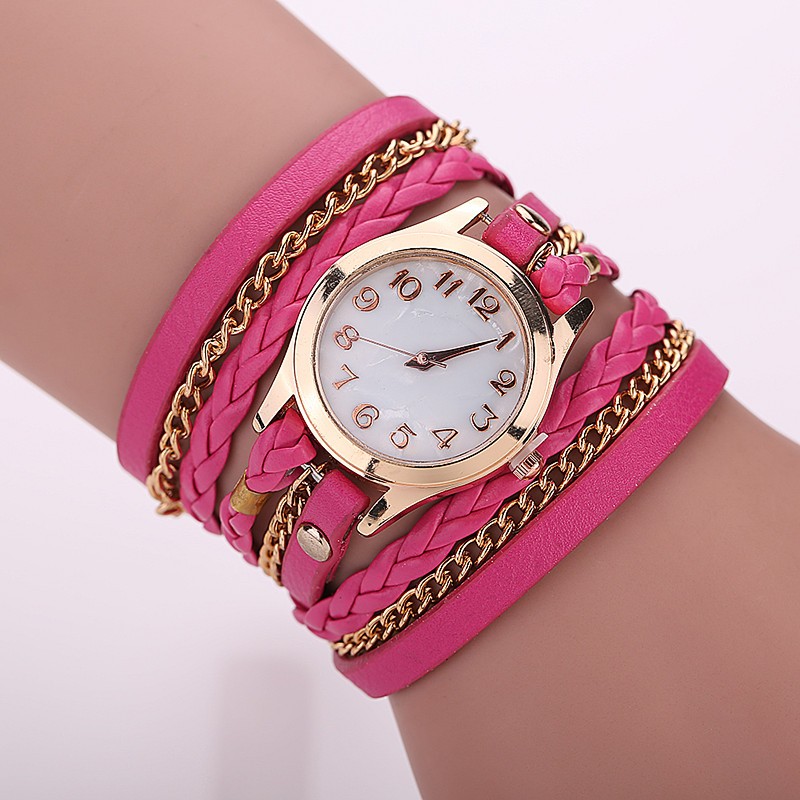 Fucsia Fashion Casual Wrist Watch Leather Bracelet Women Watches Relogio Feminino Bw1071