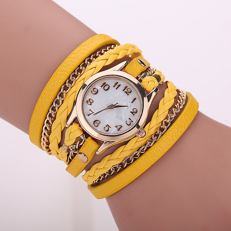 Yellow Fashion Casual Wrist Watch Leather Bracelet Women Watches Relogio Feminino Bw1071