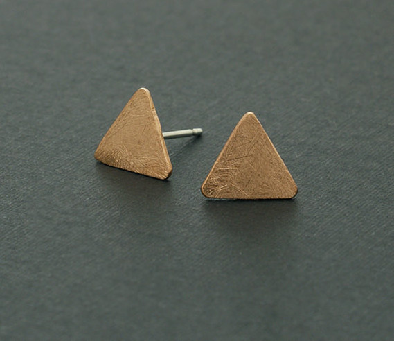 Statement Ornaments 18k Gold Silver Geometric Shiny Triangle Stud Earrings Stainless Steel Women Men Everyday Casual Jewelry