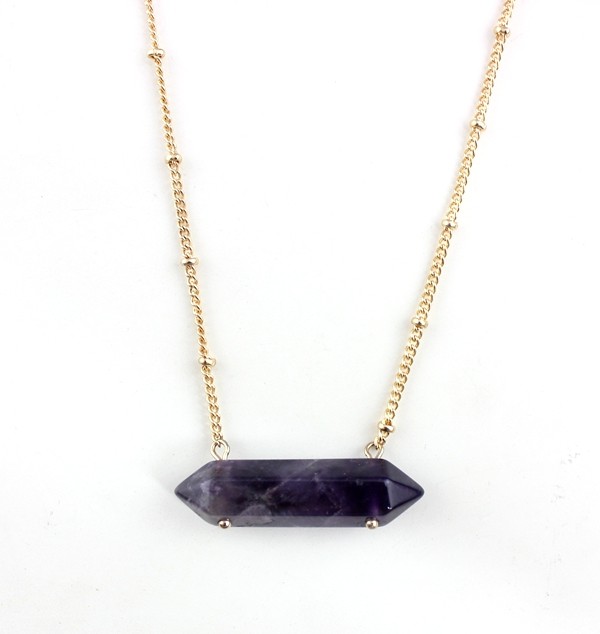 Natural Amethyst Pendant Necklace Peas Chain Necklace For Women Crystal Necklace
