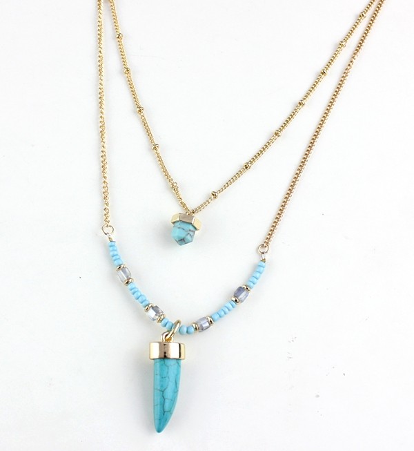 Layered Necklce Set, Statement Necklace, Turquoise Necklace, Beaded Pendant